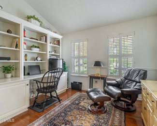 Office View w/Hancock Desk Chair, Wonderful Leather Reclining Chair w/Footstool, Lovely Carpet and 2 pc Desk/Dresser