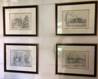 Set of 4 Colonial Williamsburg Etchings in DR