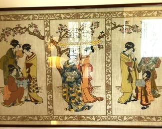 Vintage Large Needlecrafted Asian Ladies