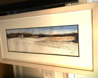 Early Watercolor Winter Farm Field Scene