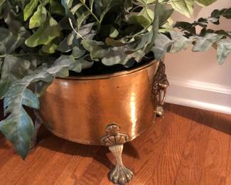 Lovely Footed Brass Planter w/Plant found in the Master Bedroom