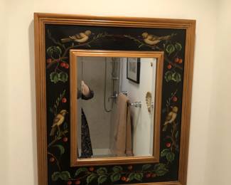 Lovely Handcrafted & Tole Painted Mirror in Guest Bathroom