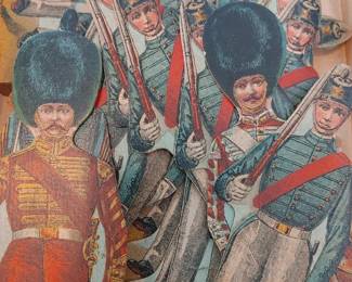 Vintage paper cut outs with wood bases