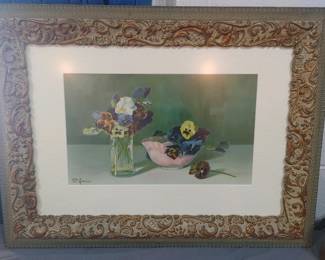 Vintage pansy framed print by McLennan