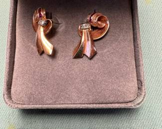 Rose gold, ruby and diamond earrings