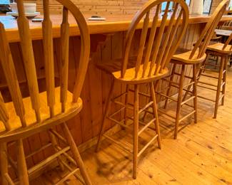 Four oak bar stools