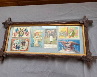 Antique framed patriotic postcards
