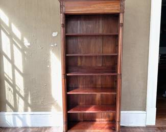 ANTIQUE TALL CASE BOOKCASE SOLID WOOD WITH 6 SHELVES AND ONE DRAWER