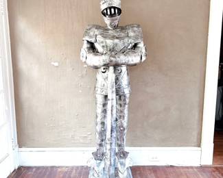 TIN ARMOR MEDIEVAL KNIGHT SUIT OF ARMOR STATUE 7' TALL