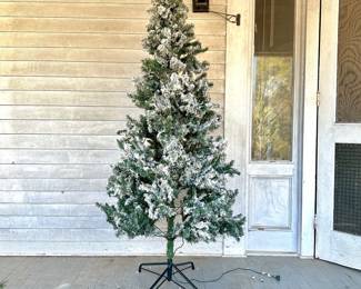 7' FLOCKED PRE-LIT CHRISTMAS TREE