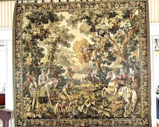 VINTAGE FLEMISH TAPESTRY OF HUNT SCENE