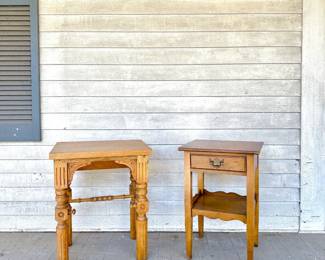 VINTAGE OAK SIDE TABLES - SET OF 2