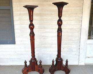 INDIAN TORCHIERE MAHOGANY COLUMN STANDS PLANT STANDS