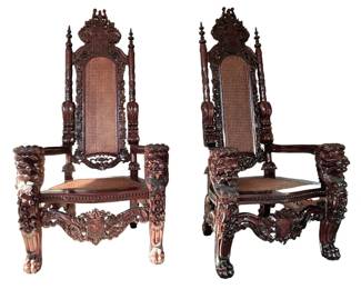 DESIGN TOSCANO THE LORD RAFFLES LION THRONE CHAIR - SET OF 2
