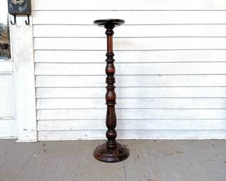 ANTIQUE MAHOGANY TURNED PEDESTAL PLANT STAND TRIPOD TABLE - TALL!
