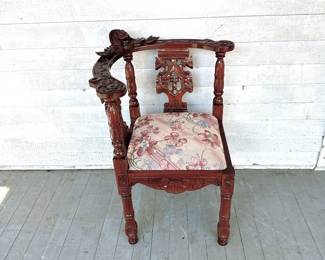 ANTIQUE UPHOLSTERED WING BACK ARMCHAIR - HUNT FOX CLUB EQUESTRIAN