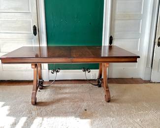 ANTIQUE DINING TABLE WITH LYRE LEGS