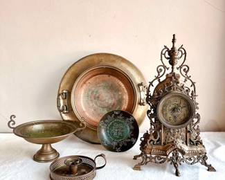 Gothic Style Brass Mantle Clock