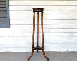 VINTAGE MAHOGANY PEDESTAL PLANT STAND TRIPOD TABLE