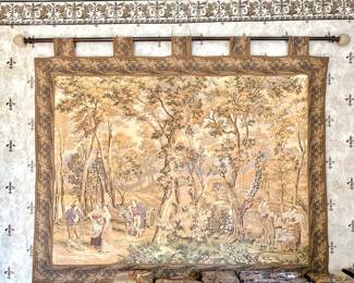 VINTAGE FRENCH FOREST SCENE HANGING TAPESTRY