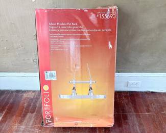 ISLAND PENDANT POT RACK WITH LIGHTS AND HOOKS FOR COOKWARE - NEW IN BOX