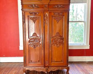 VINTAGE HAND CARVED ARMOIRE