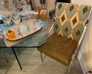 Set of 6 MCM chrome frame dining chairs