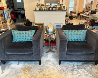 Bernhardt MCM chairs with velvety upholstery 