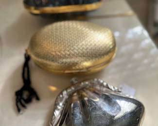 Gold Bag in Middle: SAKS FIFTH AVENUE Opulent Italian Rope Tassel Minaudiere  Clutch c 1970s