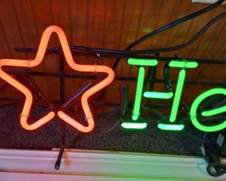 Close Up of $300., Red Star Heineken Neon Vintage Large Format Bar Sign, 