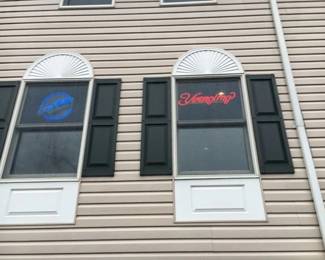 Vintage Blue Moon, neon sign $250., and another Local Favorite, the Yuengling Red Neon Advertising Sign, asking $300., 