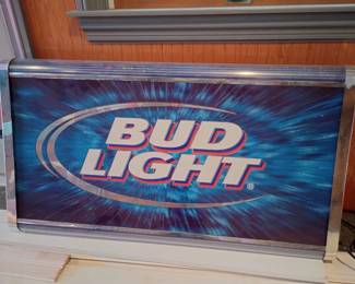 $275.  Bud Light Glowing Oval Advertising Sign, Large Format, 
