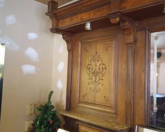 Antique Bar Back, Wood and Glass, 