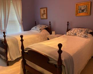 Twin beds and bedding