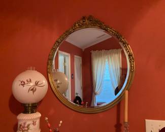 Round gilt mirror