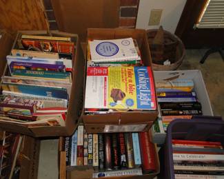 You can cook light, cook heavy, read about a murder in New York, take a lovely stroll down a dirt road, or just buy all 22 buckets and boxes of books that we have