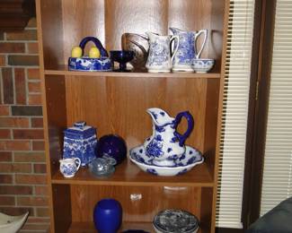 Bookcase is for sale as well.  Oh then we have all that Blue and White pottery