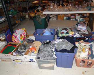 Sewing supplies, or to be more specific, sewing items, and fabric too.