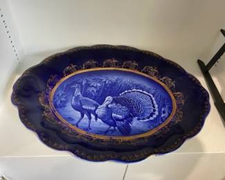 Blue turkey platter.