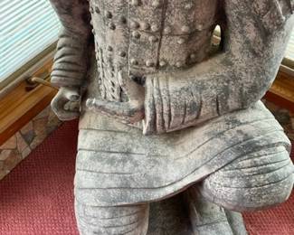 Full-size statue terra-cotta warrior kneeling.