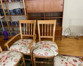 Set of eight upholstered dining chairs - two with arms.