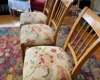 Set of eight upholstered dining chairs - two with arms.