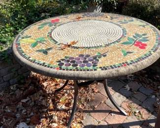 Vintage tile and iron table.