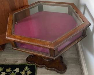 Octagonal display table.
