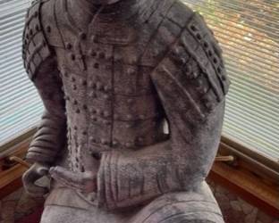 Full-size statue terra-cotta warrior kneeling.