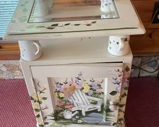 Decorative end table - perfect for porch room.