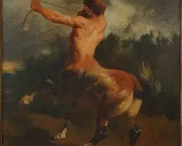 Fromentin, Eugene. CENTAURE Framed Oil on Board Painting
