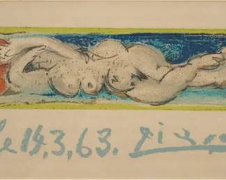 Picasso, Pablo. PETIT NU COUCHE Framed Color Lithograph
