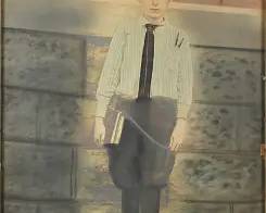 Framed Original Antique 1880s Colorized Scary Photograph of a Ghostly School Boy
