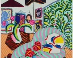 Amanda, Watt NEON TULIPS Large Acrylic Still Life Painting w/Artist Painted Frame
